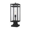 Z-Lite Nuri 1 Light Outdoor Pier Mounted Fixture, Black & Clear 596PHBS-SQPM-BK